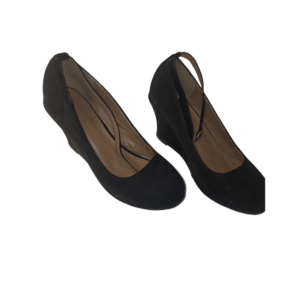 Suede Platform Wedge Heels Back Size 8 1/2 Top Moda